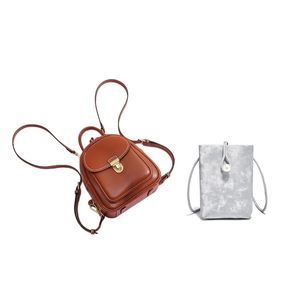 Cowhide Mini Leather Backpack for Women and Crossbody Handbag Small Phone✋